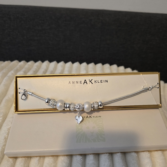 Anne Klein Silver Bracelet with Pearl Accents - Picture 1 of 8